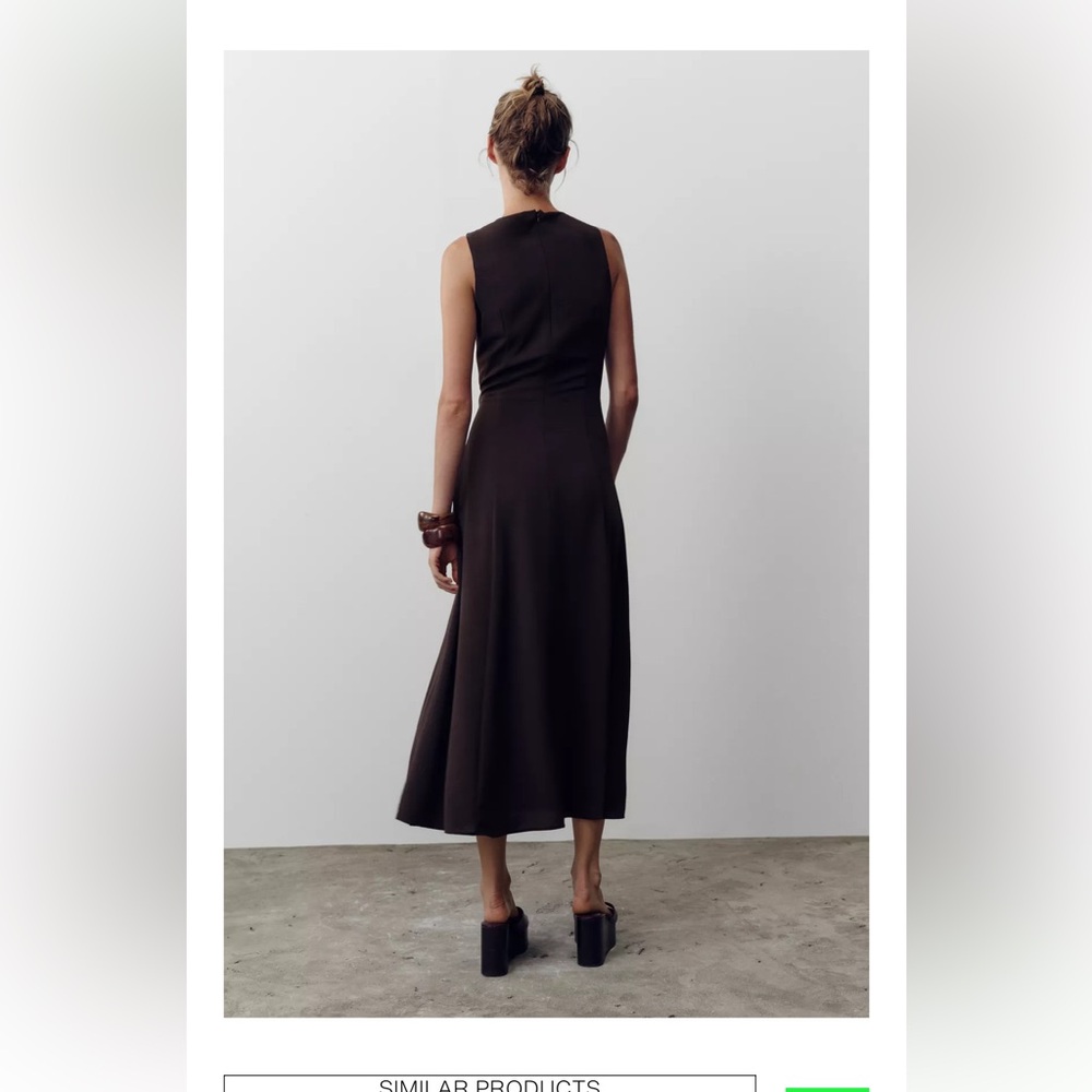 Zara Dark Brown Button-Down Midi Dress - Picture 3 of 7